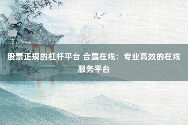 股票正规的杠杆平台 合赢在线：专业高效的在线服务平台