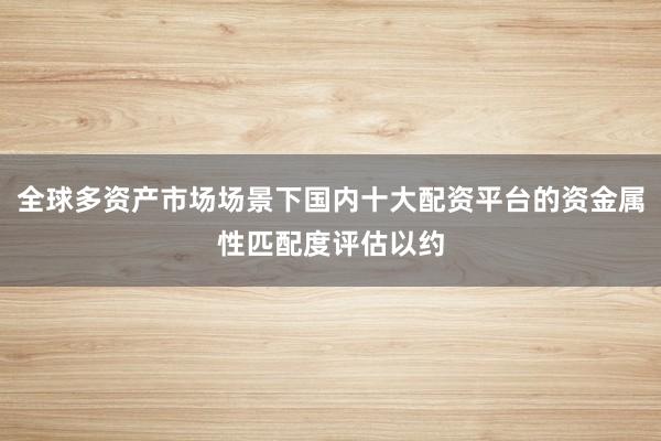 全球多资产市场场景下国内十大配资平台的资金属性匹配度评估以约