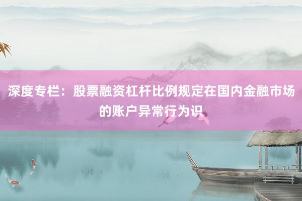 深度专栏：股票融资杠杆比例规定在国内金融市场的账户异常行为识