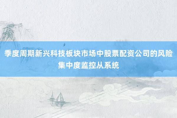 季度周期新兴科技板块市场中股票配资公司的风险集中度监控从系统