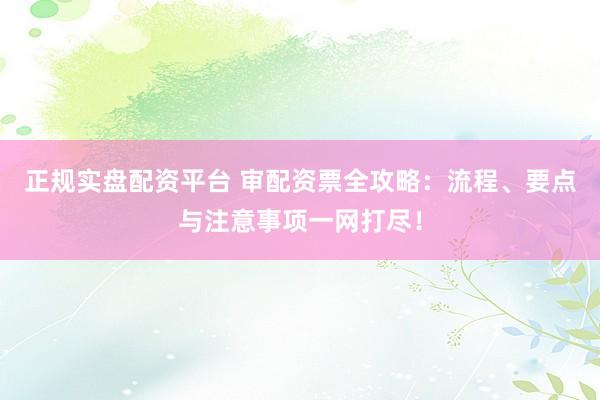 正规实盘配资平台 审配资票全攻略：流程、要点与注意事项一网打尽！