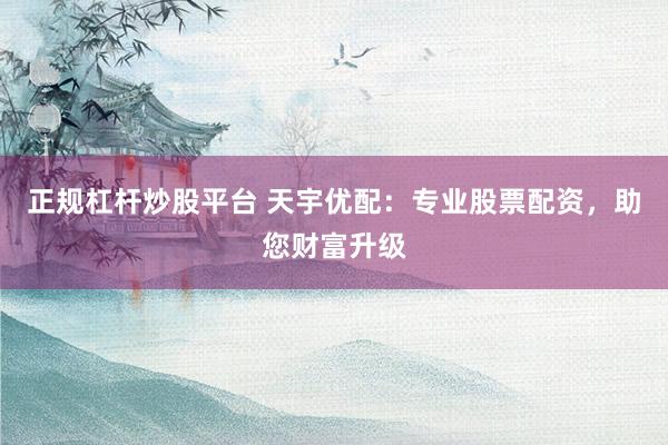 正规杠杆炒股平台 天宇优配：专业股票配资，助您财富升级