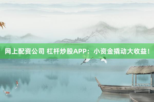 网上配资公司 杠杆炒股APP：小资金撬动大收益！